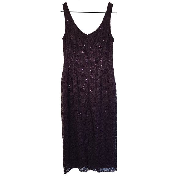 Vintage R&M Richards Purple Sequined Lace Midi Dress 6P • Sparkle & Sheer Detail - Picture 2 of 4